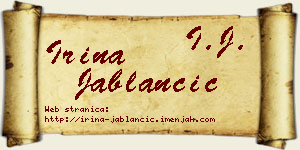 Irina Jablančić vizit kartica